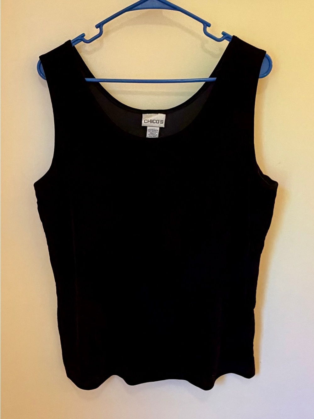 Chico's Black Velvet Sleeveless Scoop Neck Tank Top